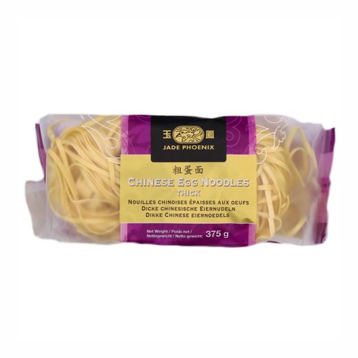 Jade Phoenix Chinese Egg Noodles Thick 375g verpakking bij Targetmart - Authentieke dikke eiernoedels voor roerbakgerechten en Aziatische bami.