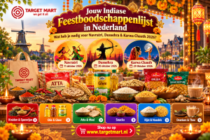 Jouw Indiase feestboodschappenlijst met kruiden, ghee, atta, snacks, rijst, noedels en thee voor Navratri, Dussehra en Karwa Chauth 2026 bij targetmart.nl